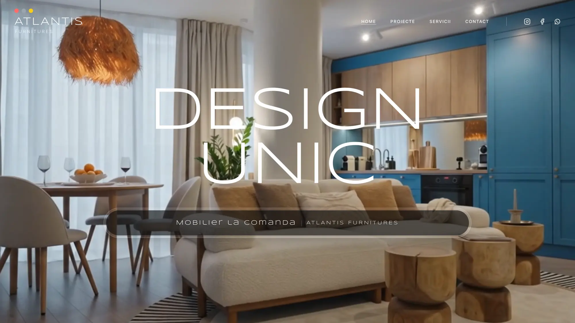 Site-ul Atlantis Furnitures, livrat de Index Studio: pagina de start a unui producător de mobilier la comandă din București